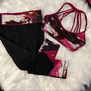 Lululemon Pace Rival Crop Black Pigment Wind Berry Rumble Multi Running Tights